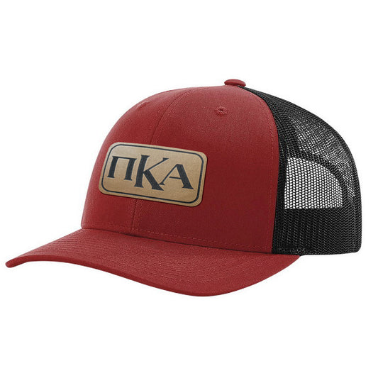 Pi Kappa Alpha - Leather Patch Richardson 112 Snapback Hat (Laser Engraved)