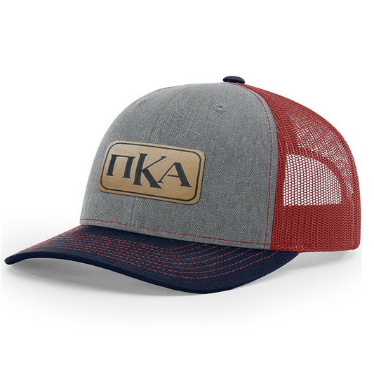 Pi Kappa Alpha (ΠΚΑ) - Leather Patch Richardson 112 Snapback Hat (Laser Engraved)