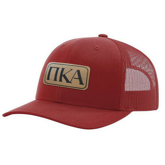 Pi Kappa Alpha - Leather Patch Richardson 112 Snapback Hat (Laser Engraved)