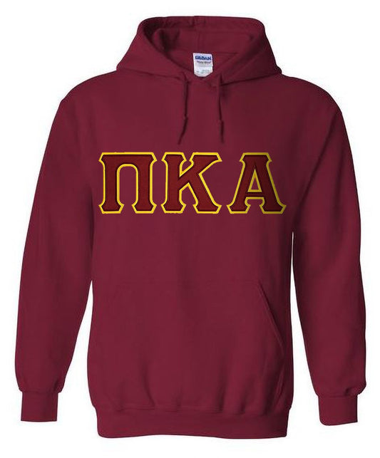 Pi Kappa Alpha Hoodie - Garnet - Twill Garnet Letters with Gold Outline