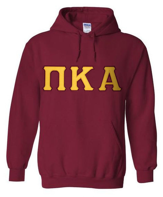 Pi Kappa Alpha Hoodie - Garnet - Twill Gold Letters with Garnet Outline