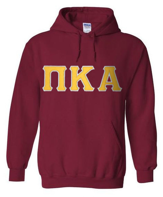 Pi Kappa Alpha Hoodie - Garnet - Twill Gold Letters with White Outline