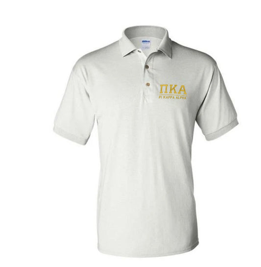 Pi Kappa Alpha - White Polo (Greek Letters and Pi Kappa Alpha)